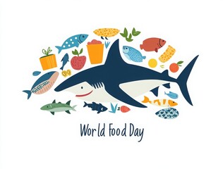 Wall Mural - World Health Day poster design with vegetables on a white background. banner design with an earth globe and cooking pan, flying vegetables and fruits