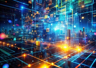 Abstract Computer Science Background Featuring Code, Algorithms, and Digital Technology Elements