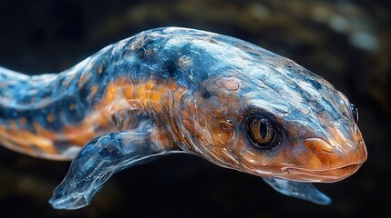 Canvas Print - Close-Up of a Blue and Orange Snake's Head