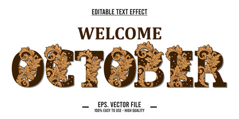 Canvas Print - editable text effect welcome october typography