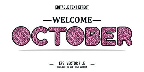 Canvas Print - editable text effect welcome october typography