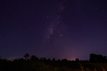 Wall Mural - panorama blue night sky milky way and star on dark background.universe filled with stars, nebula and