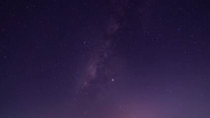 Panorama blue night sky milky way and star on dark background.Universe filled with stars, nebula and galaxy with noise and grain.