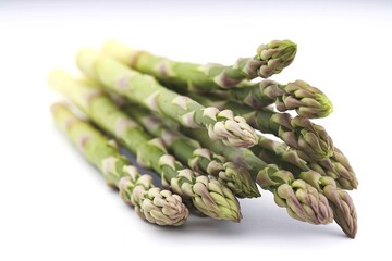 Close up of asparagus on white background