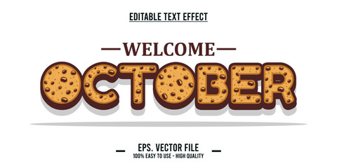 Canvas Print - editable text effect welcome october typography