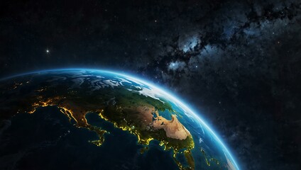 Wall Mural - Detailed globe of planet Earth in space.