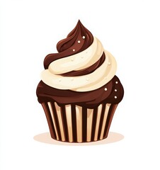 Wall Mural - Happy Chocolate Cupcake Day vector illustration with cupcake on a white background for greeting card, poster, or banner design. chocolate day holiday