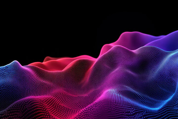 Purple abstract matrix gradient hologram dynamic wave of particles. Digital wallpaper technology background