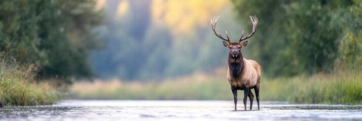 In the river, there is a bull elk