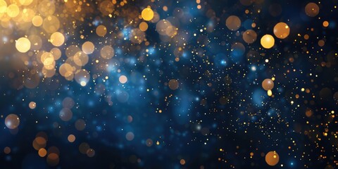 dark blue christmas blur background with golden glitter