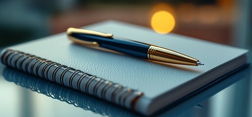 A pen rests on a notepad, symbolizing writing and creativity.