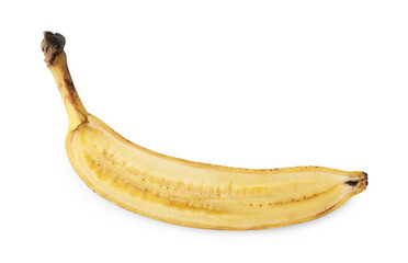 Wall Mural - Half of ripe banana with dark spots isolated on white, top view