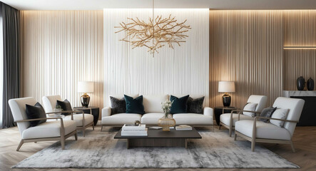 Sleek white wood paneling with textured modern luxury interior backdrop