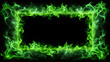 © Танюша Коновал - Flaming green fire frame set against a pitch black background. Magic glow. Flaming frame with a black background. With empty space for text in the center. With copy space. Green Smoke frame