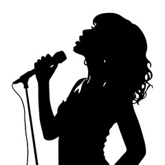 Microphone Female Singer Silhouette – Vector Illustration for Live Music Performances