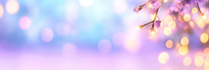 blue purple tree branch on purple bokeh light background