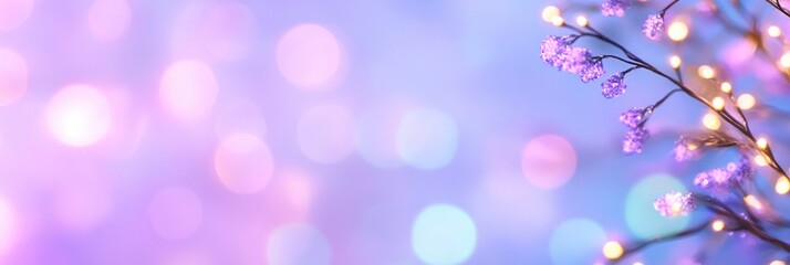 blue purple tree branch on purple bokeh light background