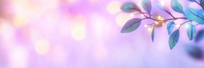 blue purple tree branch on purple bokeh light background