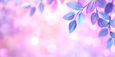 blue purple tree branch on purple bokeh light background