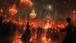 © wudu_8 - Creepy Halloween dance in an American ballroom eerie chandeliers flickering