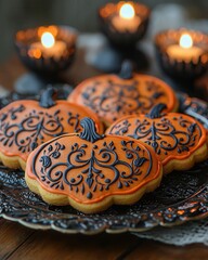 Wall Mural - Decorative Pumpkin Cookies for Fall Celebrations