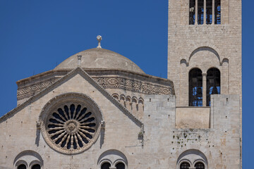 Facade of medieval Bari Cathedral (Cathedral of Saint Sabinus), Bari, Italy, Apulia