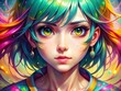© Danicha - Colorful Anime Face with Bright Eyes and Expressive Features, Perfect for Illustrations and Designs