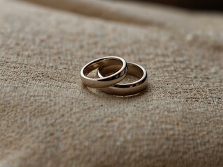 Wedding rings placed on a pillow, ready for the ceremony.