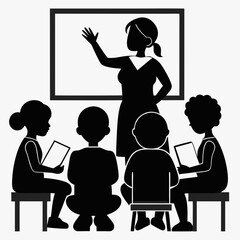 Wall Mural - Teacher  Black Vector silhouette