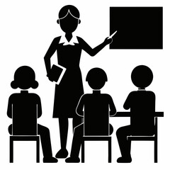 Wall Mural - Teacher  Black Vector silhouette