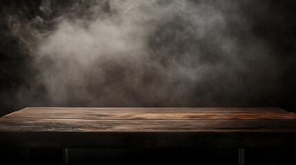 Wall Mural - wooden table with smoky background
