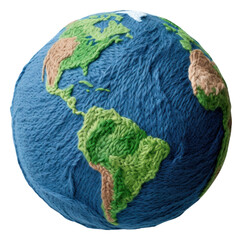 Canvas Print - PNG  Earth in embroidery style sphere planet globe.