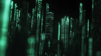 Poster - Digital Screen Futuristic Display Intelligent City Architecture 3D Rendering Illustration Background.