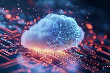 Poster - A futuristic background with a data transfer concept. A futuristic cyberspace background with a data transfer concept.