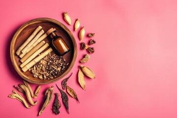 An alternative health care box containing dried herbal medicine