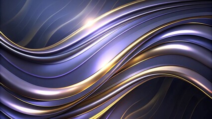 Gold and navy blue waves abstract luxury background for copy space text. Golden colors curve the backdrop. Modern technology futuristic background striped lines.