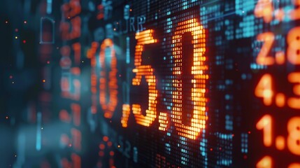 Poster - LED display with animated number counter of currency exchange rates. Strength and Power of Euro Member Countries (EUR).