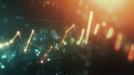 Leinwandbilder - Business animation with a growing graph and Success Arrow of a currency rate or income. Economic infographics with global statistics on a motion background.