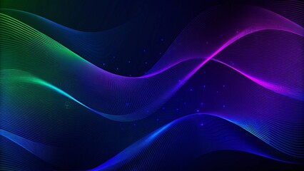 Wall Mural - purple violet green and blue abstract line modern tech on neon background. modern smooth wavy lines.
