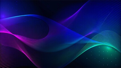 Wall Mural - purple violet green and blue abstract line modern tech on neon background. modern smooth wavy lines.