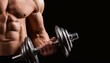 © Darcos - Gym and fitness concept - bodybuilder and dumbbell over black