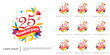 © thitiwat - Set of 15-95years anniversary celebration logo isolated colorful and cheerful with leaves, ribbons and stars on white background. vector illustration template design for web, flyers, poster, greeting