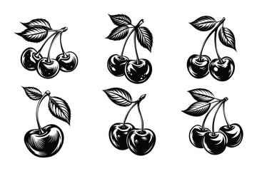 Wall Mural - cherry silhouette design in vector style with a white background