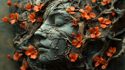 Wall Mural - Woman Transformed into a Tree: A Surreal Portrait