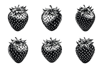 Wall Mural - strawberry silhouette design bundle set in creative vector clip art with white background