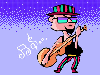 An illustration depicting a modern musician playing music