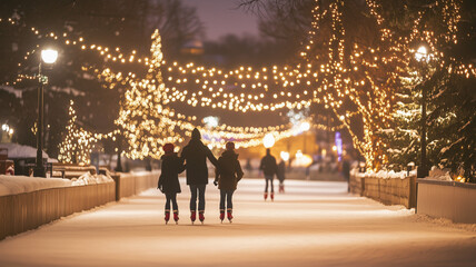 Transform a local park or rink into a winter wonderland with lights, decorations, and Christmas music. Offer skating sessions, hot drinks, and festive treats. Ai generated