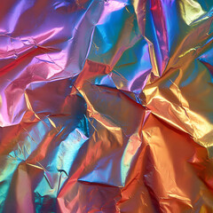 Wall Mural - A piece of shiny, colorful paper with a rainbow pattern