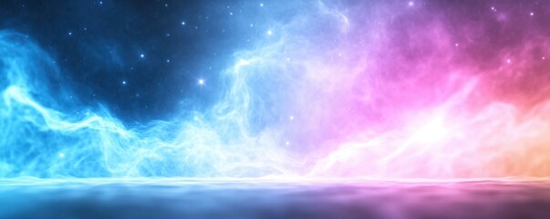 Wall Mural - glowing fluffy cloud with blue and purple color dark outer space background