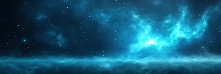 Wall Mural - glowing fluffy cloud with blue and purple color dark outer space background